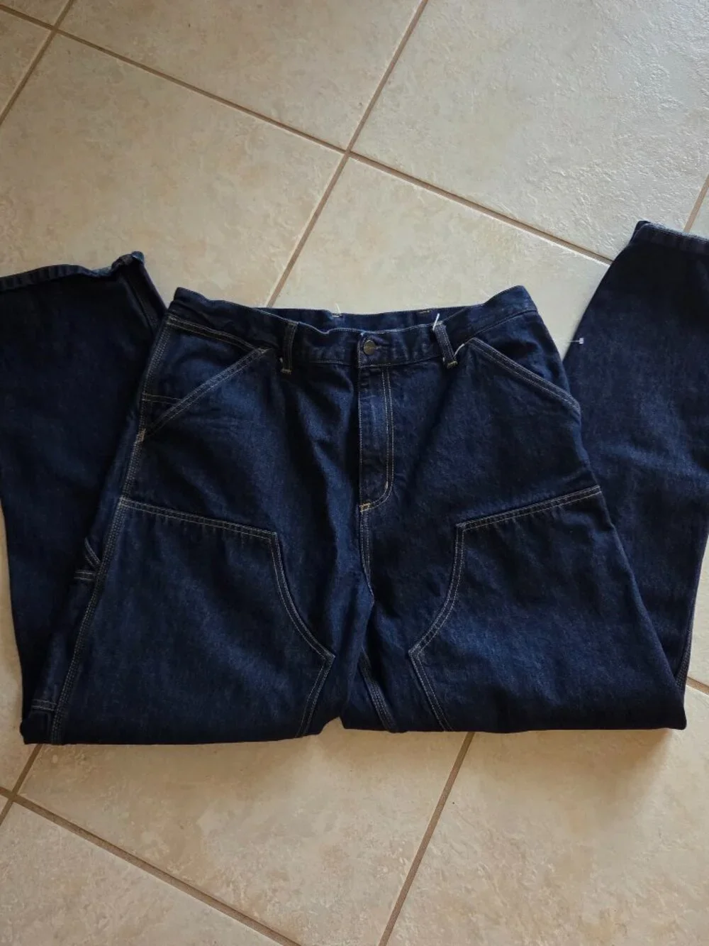 Carhartt Work in Progress Double Knee Pants 36x32 Blue Denim